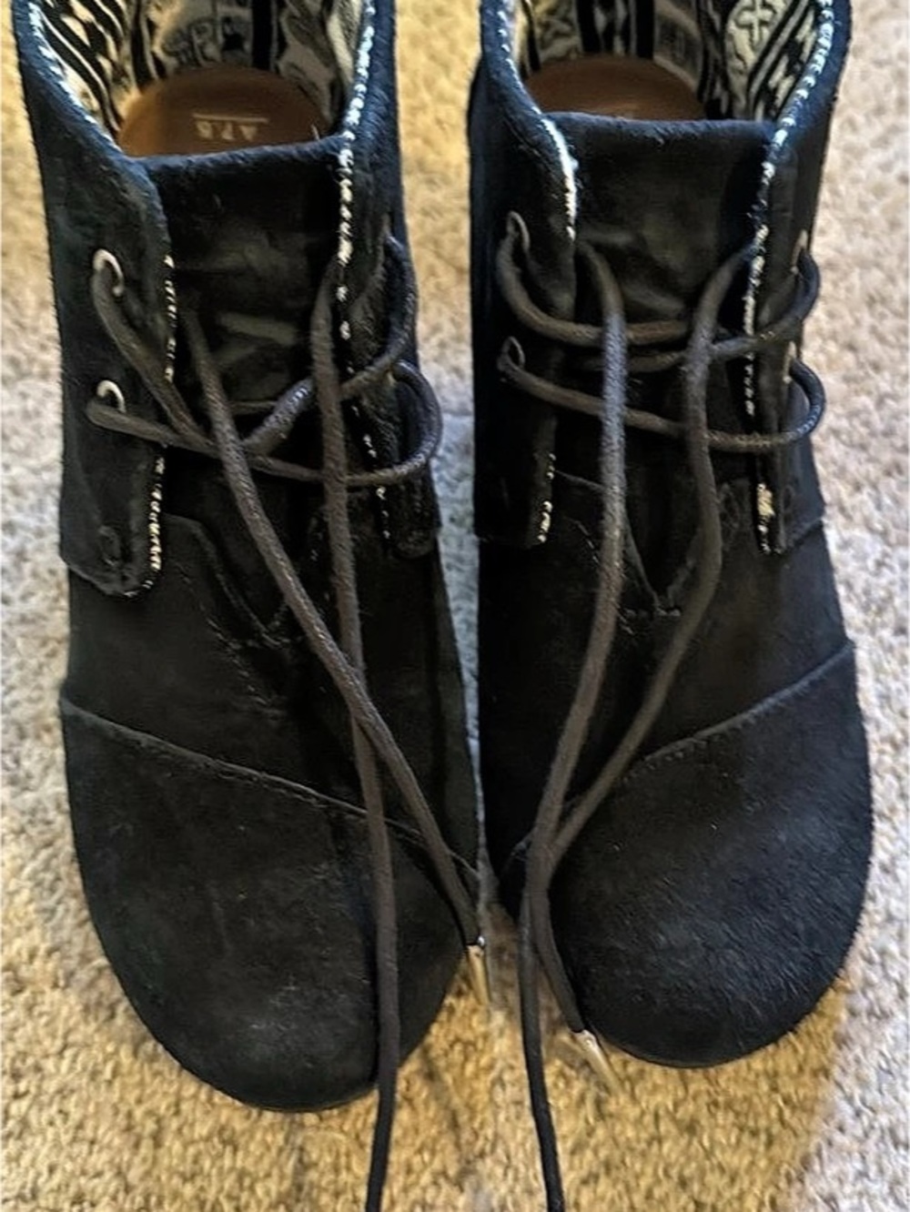 TOMS Desert Wedge Ankle Bootie Black US 7.5